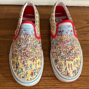 Vans X Where’s Waldo Beach Print Classic Slip On Shoes M 7/W 8.5 Find Steve